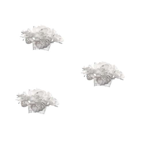 VICASKY 3 Stück Weißer Braut Haarkamm mit Blumen Hochzeitskopfschmuck Accessoire Dekorativer Haarschmuck für Frauen Geeignet für Fotoshootings Partys und Festliche Anlässe von VICASKY
