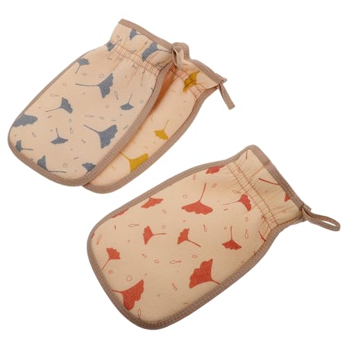 VICASKY 3 Stück dreiteiliges Badetuchset Fausthandschuh Peeling-Handtuch für die Dusche Körper skincare massagehandschuh Hautbadehandschuh Schrubben zurück Handtuch reine Baumwolle Yellow von VICASKY