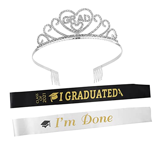 VICASKY 3stücke Abschlussschärpe Set Mit Kronenschärpe Feierliches Stirnband Für Abschlussfeier Hochwertiges Partyzubehör Für Unvergessliche Momente von VICASKY