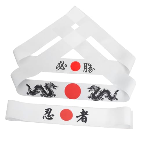 VICASKY 3-teiliges Japanisches Ninja-karate-stirnband Für Männer Und Frauen, Dekoratives Samurai-koch-accessoire Zum Kochen, Stilvolle Und Funktionelle Kopfbedeckung von VICASKY