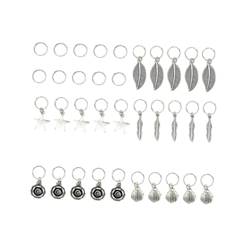 VICASKY 35 Stück Teiliges Metall Dreadlock Runde und Blattförmige Haarmanschetten Leichte Hohle Haarschmuck Ringe für Zöpfe Langlebiges Styling Zubehör für Damen und Herren von VICASKY