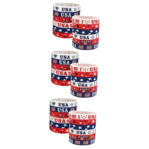 VICASKY 36 Stck. Teiliges Flagge Silikonarmbänder Flexible Wiederverwendbare Patriotische Party Wristbands Dehnbar und Komfortabel Geeignet für Erwachsene Unabhängigkeitstags Zubehör von VICASKY