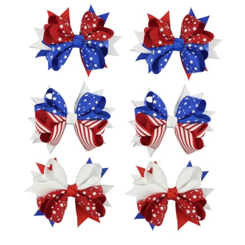 VICASKY 36 Stck. Teiliges Haarklammern mit Stern Flaggenmuster Bunte Schleifen Haarklammern für Mädchen Patriotische Haaraccessoires für Unabhängigkeitstag und Festliche Anlässe von VICASKY