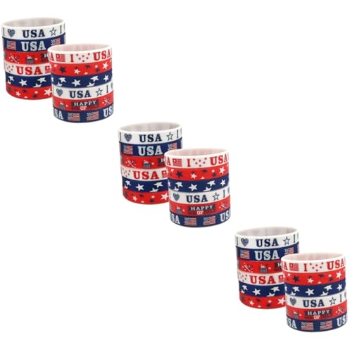 VICASKY 36 Stck. Teiliges Silikonarmband Flagge Wiederverwendbare Elastische Dekorative Armbänder für Patriotische Partys Leicht Langlebig für Gruppenfeiern und Festliche Anlässe von VICASKY