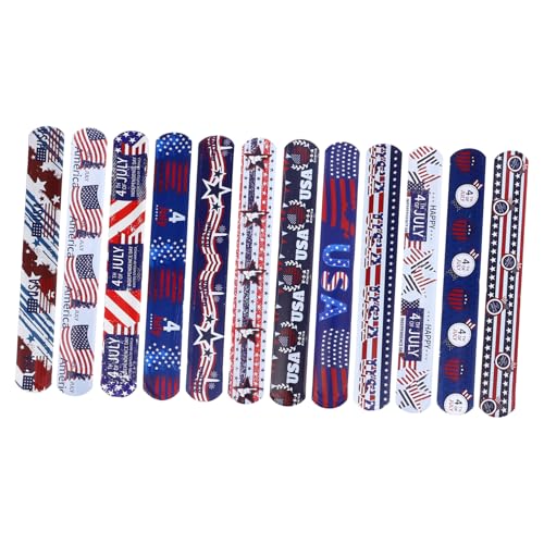 VICASKY 36 Stck. Teiliges Slap Bracelets mit Flaggenmotiv Bunte PVC Wristbands für Independence Day Party Lustiges Armbandspielzeug Accessoire für Patriotische Feiern von VICASKY