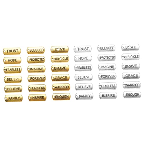 VICASKY 36 Stück Teiliges Inspirierende Wort Anhänger Legierung DIY Schmuckanhänger für Halsketten und Armbänder Motivierende Charms mit Gravur Goldene und Silberne Farben für von VICASKY