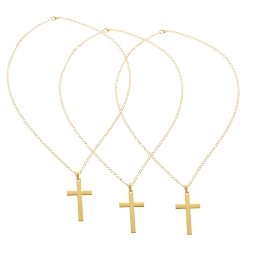 VICASKY 3St Halskette Goldkette Schmuck Anhänger geburtstagsmitgebsl mens necklace gold necklace Kreuzkette herren Kreuzkette für Frauen kleine Kreuzkette Plastik Golden von VICASKY