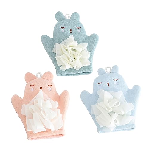 VICASKY 3stücke Badehandschuh Aus Waschlappen Für Körperpeeling Cartoon-design Für Junge Mädchen Duschhandschuh Für Babybedarf Praktisches Handtuch Für Baden von VICASKY