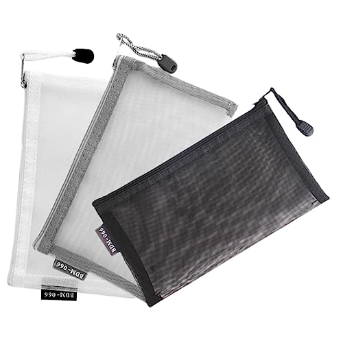 VICASKY 3Stücke Bleistiftbeutel aus Transparente Praktische Stiftespeicherbeutel mit Reißverschluss für Schule und Büro Langlebig Leicht und Waschbar Organizer von VICASKY