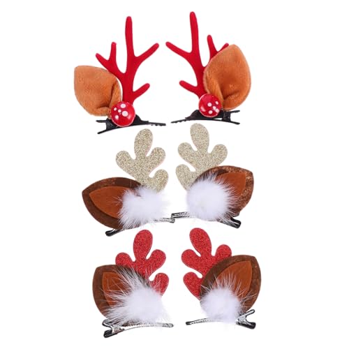 VICASKY 3paare Weihnachts Haarspangen Für Junge Mädchen Und Erwachsene Antler Haarschmuck Inklusive Rot- Gold Pilzgeweih Langlebig Und Angenehm Zu Tragen Für Festlichkeiten Und Kreative An von VICASKY