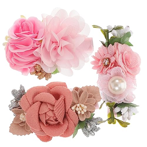 VICASKY 3er Set Haarschmuck Blumenclips Für Mädchen Kunstblumen Für Kleinkinder von VICASKY