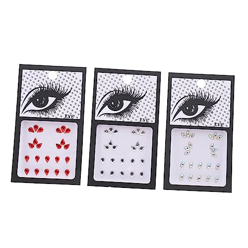 VICASKY 3sätze Gesichtsjuwelen Selbstklebende Strasssteine Augenaufkleber Dekorative Gesichtssteine Für Make-up Diy-dekorationen Körper Nägel Rahmen Handys Grußkarten Geschenkdekorationen von VICASKY