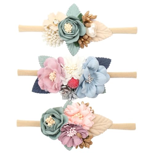 VICASKY 3stücke Blume Stirnband Für Mädchen Elastische Kopfbedeckung Haarschmuck Für Kleinkinder Zubehör Mit Blumen Design von VICASKY