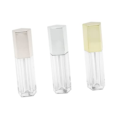VICASKY 3stücke Diy Lippenstift Röhrchen Pack Pentagonal Leere Lipgloss Flaschen in Silber Gold Und Roségold Praktische Diy Kosmetikbehälter Für Lippenöl Und Lipgloss Für Frauen von VICASKY