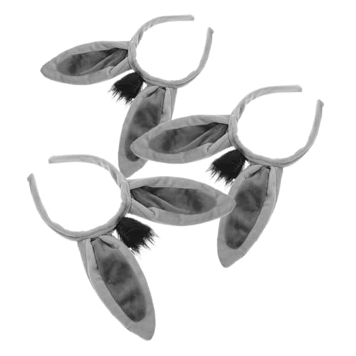 VICASKY 3stücke Eselohren Haarreif Mit Plüsch-eselsohren Süße Stirnbänder Für Tierpartys Cosplay Und Kostüme Plüsch Tierhaarreifen Haarband Für Halloween Und Kinderkostüme von VICASKY