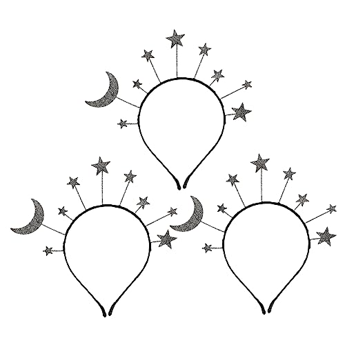 VICASKY 3stücke Glitzerndes Haarband Mit Sternen Und Mond Dekorativer Haarschmuck Für Mädchen Und Frauen Für Partys Cosplay Und Geburtstagsfeiern von VICASKY