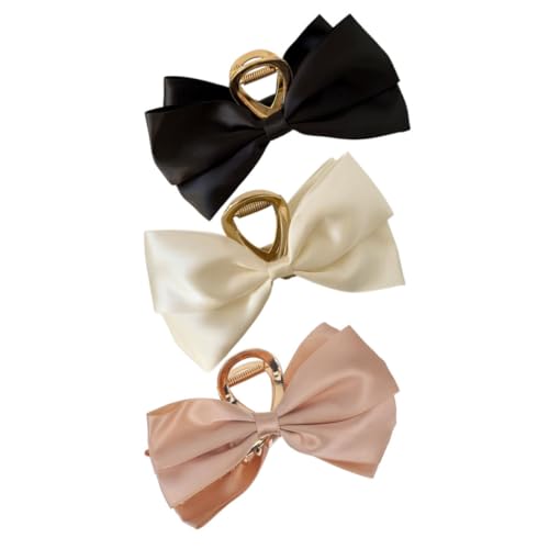 VICASKY 3stücke Große Haarklammern Mit Schleife Rutschfeste Haar-klaue-clips Aus Haltbarem Für Partys Hochzeiten Und Alltag Schickes Accessoire Für Frauen Und Mädchen von VICASKY