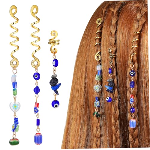 VICASKY 3stücke Haaranhänger Für Zöpfe Dreadlock-perlen Aus Metalllegierung Haaraccessoires Für Flechtfrisuren Haarschmuck Mit Spiralförmigem Design Leichtgewichtige Haar-ringe Für von VICASKY
