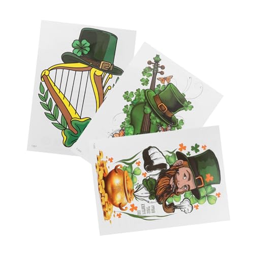 VICASKY 3stücke Irische Kleeblatt-sticker Temporäre Körperkunst Für Patrick's Day Wasserfest Und Hautfreundlich Für Partys Und Feierlichkeiten von VICASKY