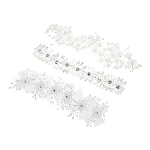 VICASKY 3stücke Hochzeit Haarband Für Mädchen Blumen Stirnband Perlen Kopfschmuck Haar Zubehör Party Hochzeit Mädchen Perlen Stirnband von VICASKY