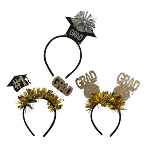 VICASKY 3stücke Mini Hut Haarreifen Stirnband Für Abschlusfeier Kopfschmuck Abschlussparty-accessoires Originelles Design Verrutschen Passend Für Graduierungsmomente von VICASKY