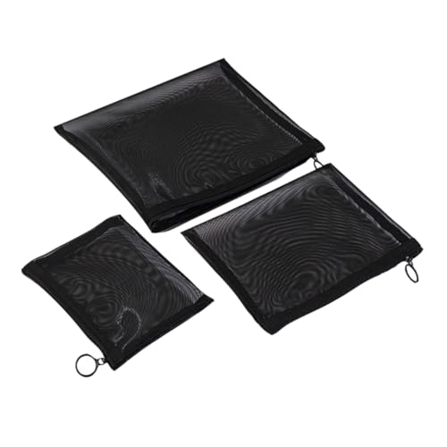 VICASKY 3stücke Netz-Make-up-Tasche Schwarzer Kosmetik-Organizer Reise-toilettenbeutel Make-up-Aufbewahrungstasche Bleistiftbeutel Reise-aktentaschen Schwarz von VICASKY