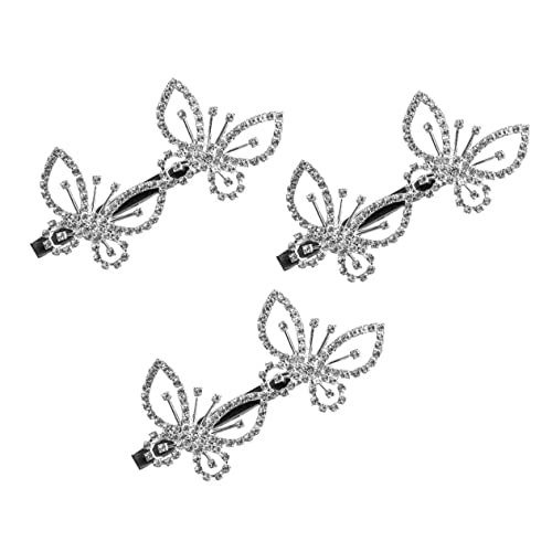 VICASKY 3 Stück Schmetterlings Haarspangen Mit Strass Für Frauen Und Mädchen Glitzernde Haarklammern Stilvolle Haaraccessoires Für Partys Und Hochzeiten Silberfarben Langlebiges Design von VICASKY