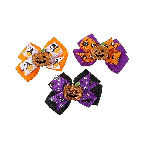 VICASKY 3stücke Teiliges Halloween Haaraccessoire Kürbis Haarschmuck Mit Schleifen Für Mädchen Bunte Clips Für Halloween-partys Und Herbstfeiern von VICASKY
