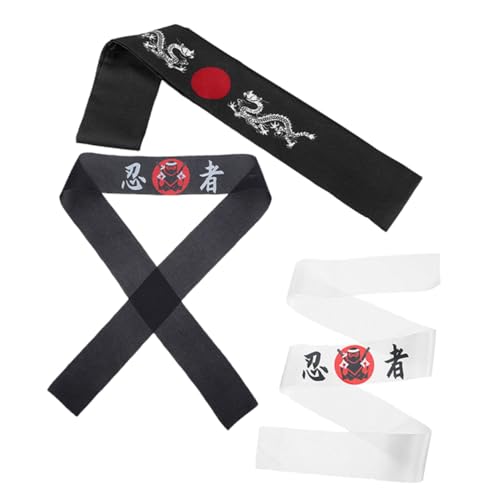 VICASKY 3stücke Karate Stirnband Japanisch Für Männer Ninja Haarband Aus Robustem Material Für Sport Fitness Kochkostüm Und Cosplay Für Erwachsene Und Junge Mädchen von VICASKY