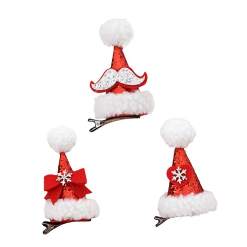 VICASKY 3stücke Weihnachts Hut Form Haarspangen Bogen Und Herz Design Kopfschmuck Für Mädchen Weihnachts Haarnadel Haarspangen von VICASKY