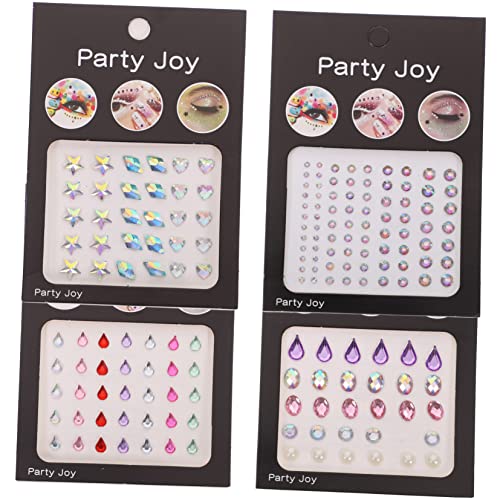 VICASKY 4 Blätter Glitzernde Gesichtsjewels Selbstklebende Strassstein Aufkleber für Augen Make Up für Partys Festivals und Besondere Anlässe Wiederverwendbare Sichere Materialien für von VICASKY