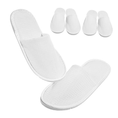 VICASKY 4 Paare Einweg Hausschuhe Baumwolle Waffelstruktur Leicht Atmungsaktiv Komfortabel Gästehausschuhe Hotel Spa Wellness Einmal Slipper Damen Herren von VICASKY