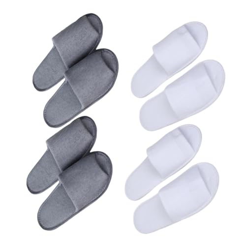 VICASKY 4 Paare Einweg Hausschuhe Herren Faltbar Offener Zeh Atmungsaktiv Leicht Reise Hotel Gäste Slippers Weiß Tragbar Komfortabel von VICASKY