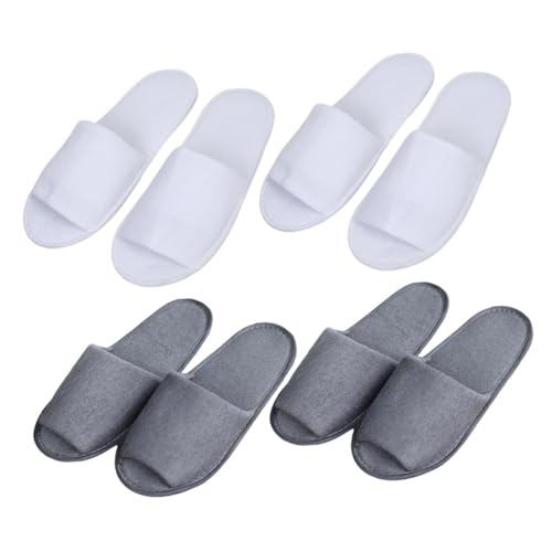VICASKY 4 Paare Herren Einweg Faltbare Reise Slipper Offene Zehen Leichte Portable Hotel Hausschuhe Weiß Komfortabel Rutschfest Atmungsaktiv für Gäste und Spa von VICASKY