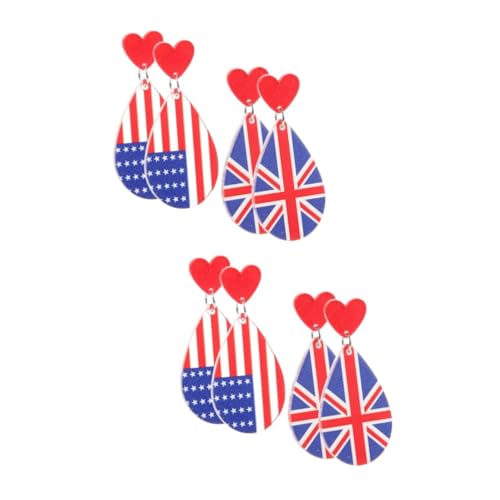 VICASKY 4 Paare Patriotische Ohrringe Leichter Tropfenanhänger für Frauen Independence Day Schmuck Komfortabel und Modisch für Of July Party und Festliche Anlässe von VICASKY