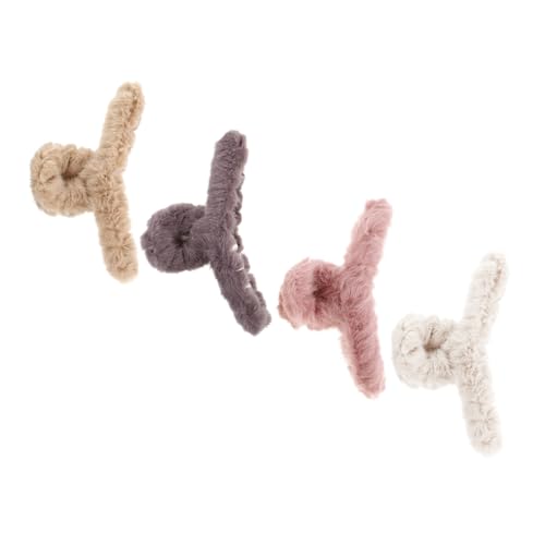 VICASKY 4 STÜCKE Teiliges Flauschige Haarspangen aus Weichem Plüsch Große Haarklammern für Damen und Mädchen Styling Clips für Dickes und Dünnes Haar Praktische Haarstyling Zubehör für von VICASKY