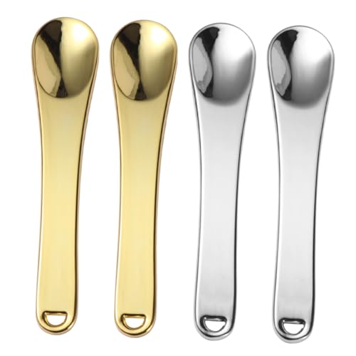 VICASKY 4 STÜCKE Teiliges Kosmetikspatel aus Zinklegierung Lange Makeup Scoops in Gold und Silber zum Hygienischen Auftragen von Gesichts und Körpercreme Beauty Tool für Frauen und von VICASKY