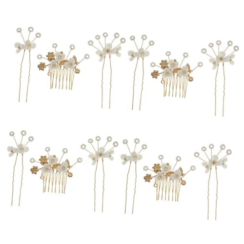 VICASKY 4 Sätze Brautschmuck Haarkamm mit Perlen und Strasssteinen Handgefertigter Blumen Haarkamm für Hochzeit Eleganter Seitenkamm für Damen und Braut Vielseitiger Haarschmuck für von VICASKY