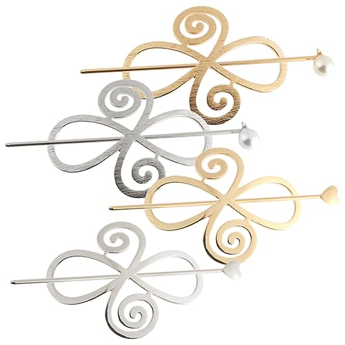 VICASKY 4 Sätze Haarnadel Haarschmuck Geformt Haarstock Haarzubehör Styling Dutt Haarspange Haarschmuck Für Damen Brötchenclips Haar Klebt Haarnadel Haarbarrette Mit Stick Legierung von VICASKY