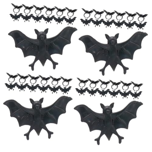 VICASKY 4 Sätze Halloween Fledermaus Ringe Für Kreative Plastikspielzeuge Deko Für Partys Und Mitgebsel Für Halloween Feiern Und Kostüm Events 50 Stück * 4 von VICASKY