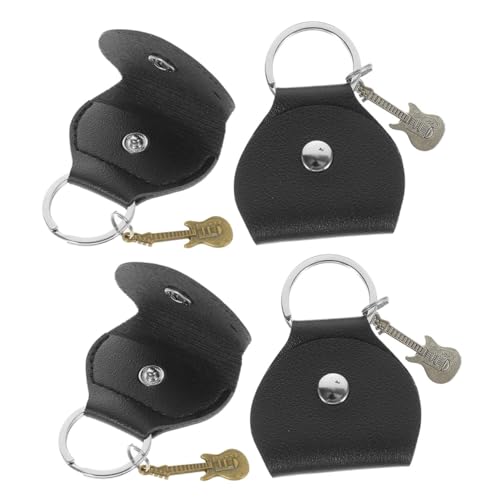 VICASKY 4 Stck Teiliges Leder Gitarrenplektrum Etui Schlüsselanhänger Robustes Pick Organizer Täschchen mit Gitarrenanhänger Kratzfest Kompakt für Reise und Alltag von VICASKY