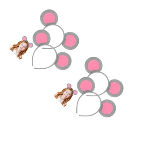 VICASKY 4 Stck. Mauseohren Haarreif Graues Stirnband Tierohren Kopfband Cosplay Party Karneval Mädchen Leicht und Bequem von VICASKY