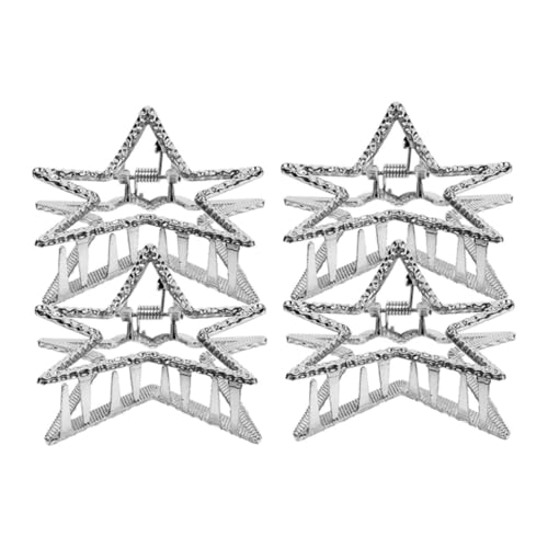 VICASKY 4 Stck. Pentagramm-Haarnadel Fälschung Klammern für Frauen Mädchen Stern stutzenhalter Kieferklammern für Haare Haarklauenclip dekorative Haarklammer Zinklegierung Silber von VICASKY