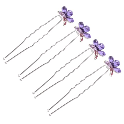 VICASKY 4 Stck. Strass-Haarnadel Haarzubehör für Frauen Brauthaarspangen für die Hochzeit Haarschmuck für die Braut Braut- Gäste Sei modische Haarnadel Braut Haarnadel Strasssteine Violett von VICASKY