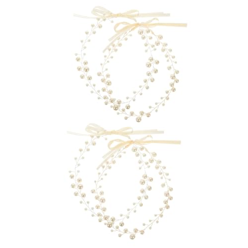 VICASKY 4 Stck. Teiliges Braut Perlen Haarband Modisches Hochzeits Haarschmuck Ornament Leichtes Komfortables Stirnband für Braut Damen Festliche Anlässe Gold und Silberfarbene Ausführung von VICASKY
