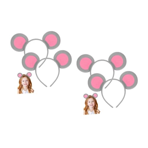 VICASKY 4 Stck. Teiliges Graues Mausohren Haarband Leichtes Niedliches Stirnband für Mädchen für Karneval Maskerade Themen und Cosplay Partys Dekoratives Tierohren Accessoire für Festliche von VICASKY