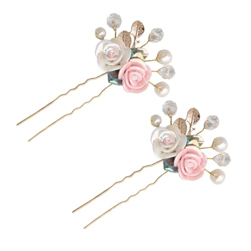 VICASKY 4 Stck. Teiliges U Förmiges Haarnadel mit Rosen und Perlen Antiker Chinesischer Stil Handgefertigt Eleganter Brautschmuck für Hochzeit Party und Alltagsmode von VICASKY