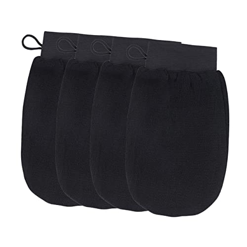 VICASKY 4 Stück Badetuch Handschuhe Badewanne Duschhandschuh Baumwolle Fausthandschuh Peeling schrubben Duschtücher Viskosefaser Schwarz von VICASKY