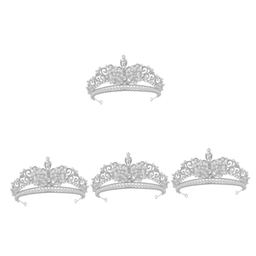 VICASKY 4 Stück Braut Haarschmuck Silber Glänzende Prinzessin Krone Strass Stirnband Leichtes Komfortables Design Eleganter Hochzeitsschmuck Für Brautjungfern Und Festliche Anlässe von VICASKY