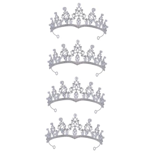 VICASKY 4 Stück Braut Tiara mit Funkelnden Strasssteinen Luxuriöse Kristallkrone in Silberweiß Komfortables Stirnband Barocker Stil Hochzeits Accessoire für Braut und Festliche Anlässe von VICASKY
